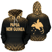 Papua New Guinea Polynesian ll Over Hoodie Gold Fog Unisex Black - Gold - Polynesian Pride