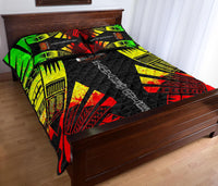 Papua New Guinea Quilt Bed Set - Papua New Guinea Coat Of Arms & Polynesian Reggae Tattoo Style - Polynesian Pride
