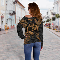 Tonga Polynesian Shoulder Sweater Map Gold - Polynesian Pride