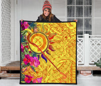 Polynesian Quilts - Vanuatu Symbols With Hibiscus - Polynesian Pride