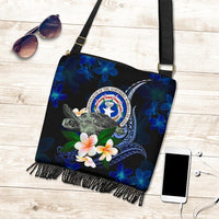 Northern Mariana Islands Polynesian Boho Handbag - Turtle With Plumeria Flowers - Polynesian Pride