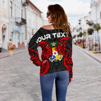 Tonga Polynesian Custom Personalised Women's Off Shoulder Sweater - Tongan Spirit - Polynesian Pride