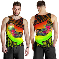 American Samoa Men's Tank Top - Polynesian Hook And Hibiscus (Reggae) - Polynesian Pride
