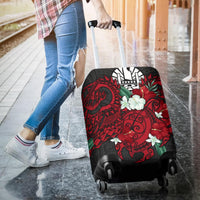 Tahiti Polynesian Luggage Cover - Hibiscus and Sea Turtle (Red) - Polynesian Pride