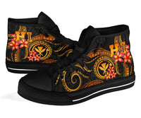 Polynesian Hawaii High Top Shoes - Gold Plumeria - Polynesian Pride