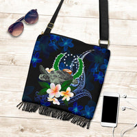 Pohnpei Micronesia Boho Handbag - Turtle With Plumeria Flowers - Polynesian Pride