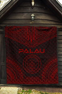 Palau Premium Quilt - Palau Seal Polynesian Chief Red Version - Polynesian Pride