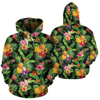 Polynesian All Over Hoodie Polynesian Tropical Fruit & Vegetable Print 03 Unisex Black - Polynesian Pride