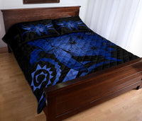 Hawaii Turtle Hibiscus Polynesian Vintage Quilt Bed Set - Blue - Polynesian Pride