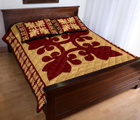 Hawaiian Quilt Pattern Flower Buds Quilt Bed Set - Polynesian Pride