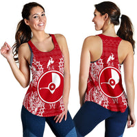 Yap Polynesian Women Tank Top Map Red White - Polynesian Pride