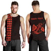 Hawaii Kakau Polynesian Anchor Personalized Men's Tank Top - Orange Orange - Polynesian Pride