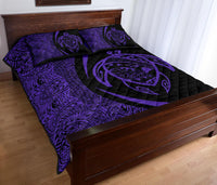 Hawaii Turtle Map Polynesian Quilt Bed Set - Purple - Circle Style - Polynesian Pride