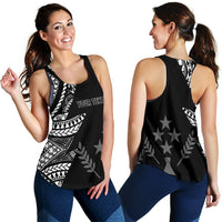 Kosrae Personalised Custom Women's Racerback Tank - Micronesian Pattern Flash Black - Polynesian Pride