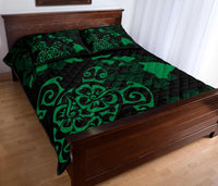 Hawaii Quilt Bed Set - Turtle Hibiscus Map Green Quilt Bed Set - Polynesian Pride
