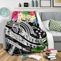 Kosrae Polynesian Premium Blanket - Summer Plumeria (Black) - Polynesian Pride