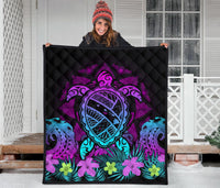 Hawaii Turtle Polynesian Turquoise Premium Quilt - Kuly Style - Polynesian Pride