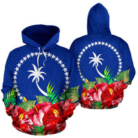 Chuuk Polynesian Hoodie Flag Hibiscus Unisex Blue - Polynesian Pride