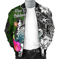 New Caledonia Men Bomber Jacket - Turtle Plumeria Banana Leaf Crest - Polynesian Pride