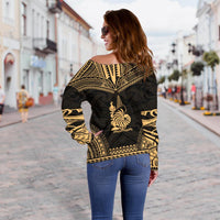 New Caledonia Polynesian Chief Custom Personalised Women's Off Shoulder Sweater - Gold Version - Polynesian Pride