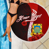 Tuvalu Polynesian Custom Personalised Beach Blanket - Coat Of Arm With Hibiscus - Polynesian Pride