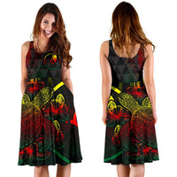 Yap Polynesian Midi Dress - Turtle Hibiscus Reggae - Polynesian Pride