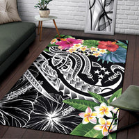 Kosrae Polynesian Area Rug - Summer Plumeria (Black) - Polynesian Pride