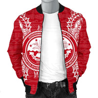Federated States Of Micronesia Polynesian Men's Bomber Jacket Map Red White - Polynesian Pride