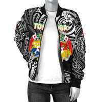 Mate Ma'a Tonga Rugby Women's Bomber Jacket Polynesian Unique Vibes - Black - Polynesian Pride