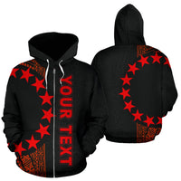 Cook Islands Polynesian Custom Zip up Hoodie Line Red Unisex Red - Polynesian Pride