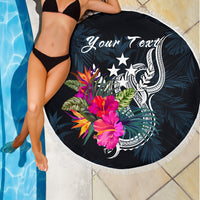 Kosrae Micronesia Custom Personalised Beach Blanket - Tropical Flower - Polynesian Pride