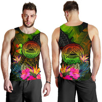 American Samoa Polynesian Men's Tank Top - Hibiscus and Banana Leaves - Polynesian Pride