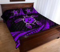 Hawaii Quilt Bed Set - Hibiscus Turtle Tribal Waves Purple - Polynesian Pride
