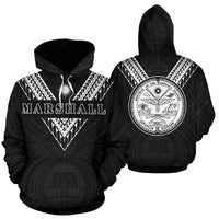 Marshall Islands All Over Hoodie Black White Sailor Style Unisex Black - Polynesian Pride