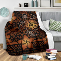Hawaii Mix Polynesian Turtle Plumeria Premium Blanket - AH - Nick Style - Orange - Polynesian Pride