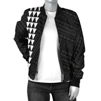 Hawaii Kakau Polynesian Anchor Women's Bomber Jacket - White - Polynesian Pride