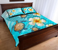 Hawaii Turtle Kanaka Plumeria Ocean Quilt Bed Set - Polynesian Pride