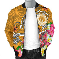 FSM Men's Bomber Jacket - Turtle Plumeria (Gold) - Polynesian Pride