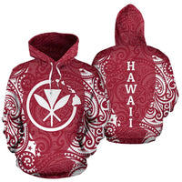 Hawaii Hoodie Kanaka Maoli Polynesian Tattoo Red Unisex Red - Polynesian Pride