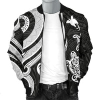 Papua New Guinea Men's Bomber Jacket - White Tentacle Turtle - Polynesian Pride