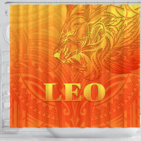 Sun In Leo Zodiac Shower Curtain Polynesian Tattoo Simple - Orange - Polynesian Pride
