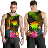 Nauru Polynesian Men's Tank Top - Hibiscus and Banana Leaves - Polynesian Pride