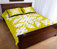 Hawaiian Quilt Bed Set Royal Pattern - Yellow - B2 Style - Polynesian Pride