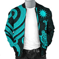 Nauru Men's Bomber Jacket - Turquoise Tentacle Turtle - Polynesian Pride