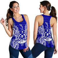 Vanuatu Polynesian Women Tank Top Map Blue - Polynesian Pride