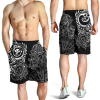 Polynesian Hawaii (Kanaka Maoli) Men's Short - White Turtle Hibiscus Flowing - Polynesian Pride
