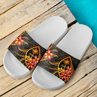 Guam Slide Sandals - Gold Plumeria - Polynesian Pride