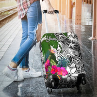 New Caledonia Custom Personalised Luggage Covers White - Turtle Plumeria Banana Leaf Crest - Polynesian Pride