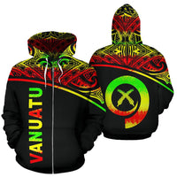 Vanuatu Polynesian Zip up Hoodie Reggae Curve Unisex Reggae - Polynesian Pride