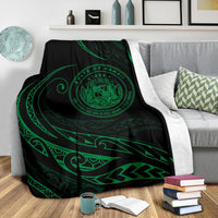 Hawaii Coat Of Arms Premium Blanket - Green - Frida Style - Polynesian Pride